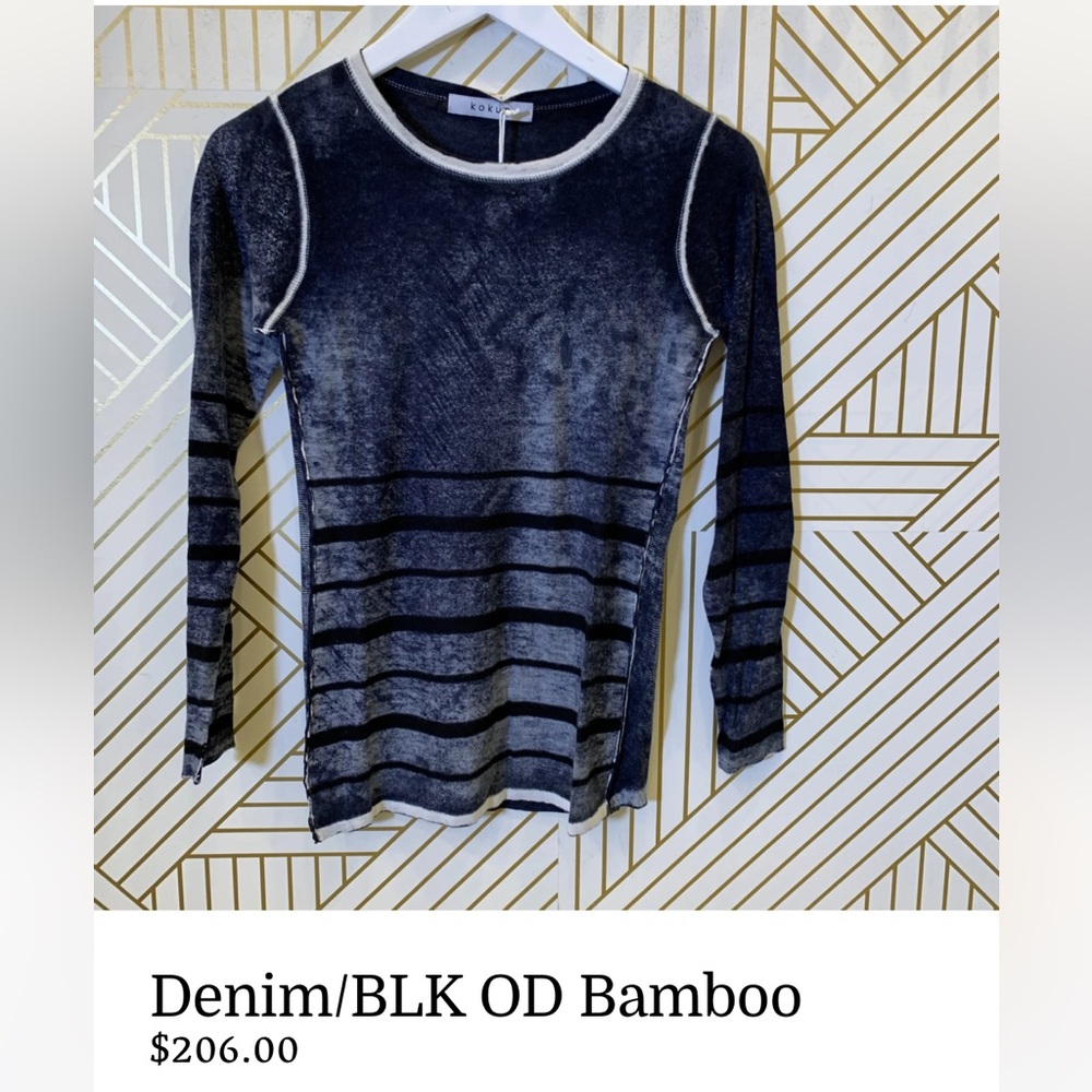 Kokun denim bamboo cashmere sweater
